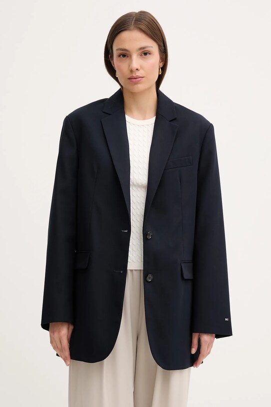 Βαμβακερό blazer Tommy Hilfiger ύφασμα σκούρο μπλε WW0WW46808