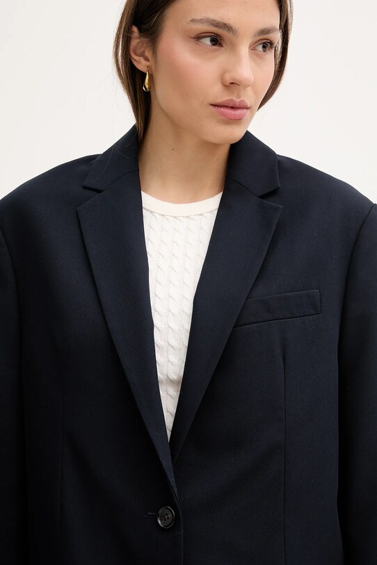 Βαμβακερό blazer Tommy Hilfiger σκούρο μπλε WW0WW46808