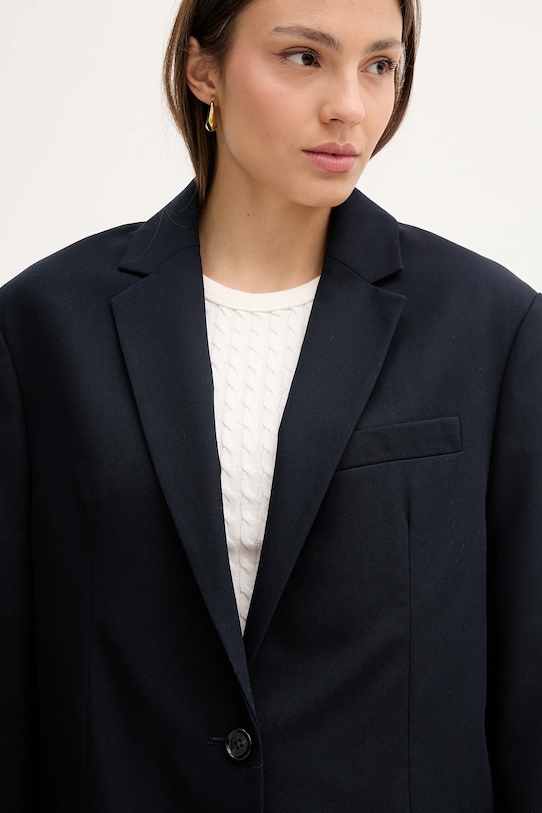 Βαμβακερό blazer Tommy Hilfiger σκούρο μπλε WW0WW46808