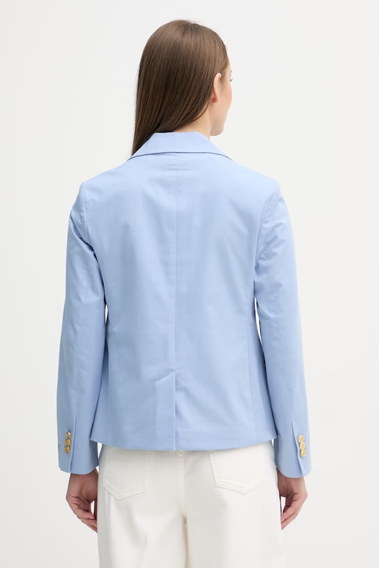 Oblečenie Tommy Hilfiger jednoradové sako dámske s bavlnou WW0WW47179 modrá