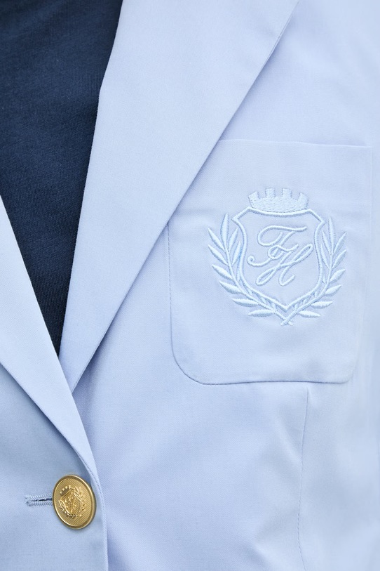 Tommy Hilfiger jednoradové sako dámske s bavlnou WW0WW47179 modrá