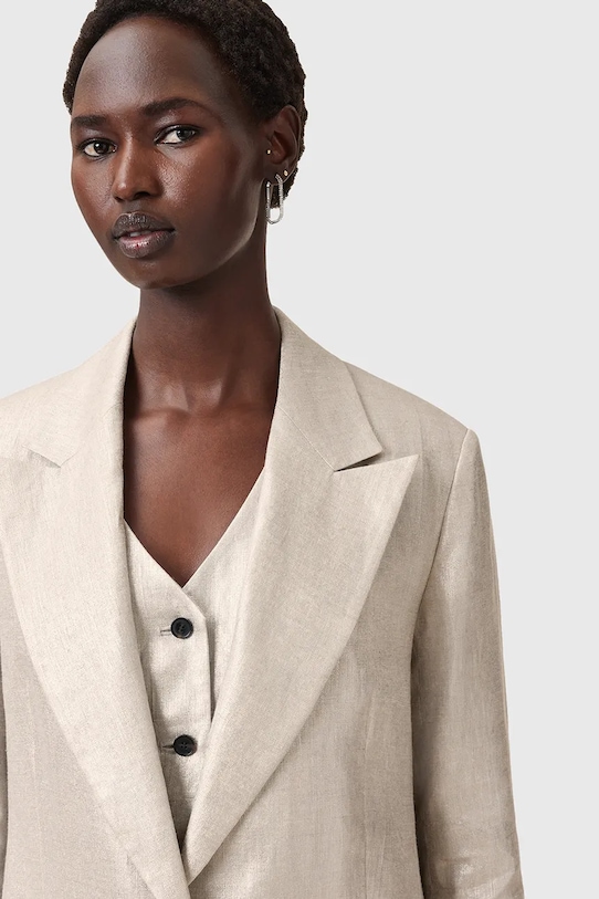 Plátěné sako AllSaints AVERIE W067QC stříbrná AW25