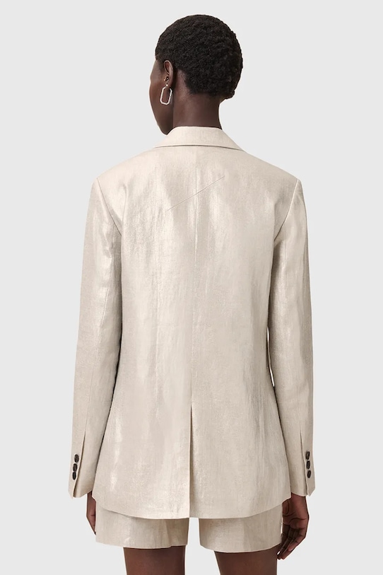 Plátěné sako AllSaints AVERIE W067QC stříbrná