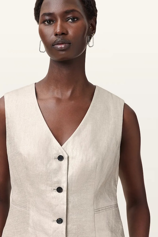 AllSaints kamizelka lniana AVERIE W068QC srebrny AW25