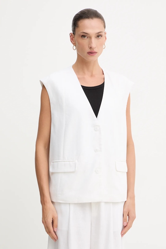 Telovnik z mešanico lana Gestuz S podlogo bela 10910239