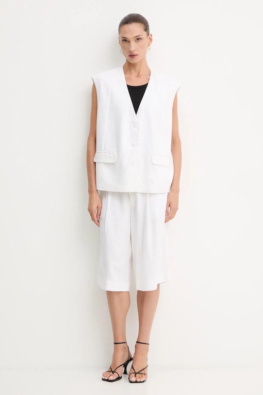 Telovnik z mešanico lana Gestuz bela 10910239