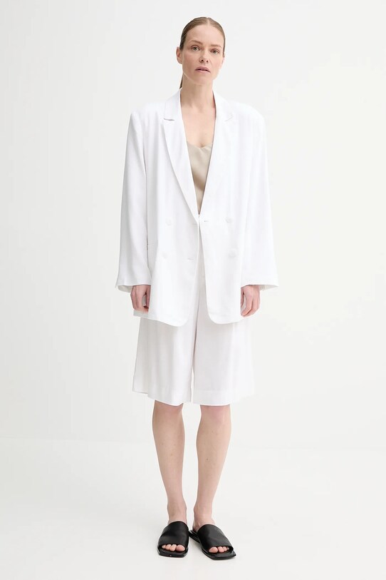 Suknjič s primesjo lanu Gestuz 10910285 bela AW25