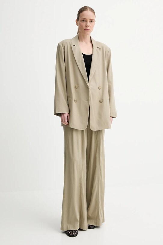 Gestuz blazer din amestec de in 10910285 verde AW25