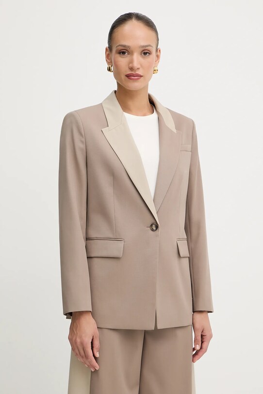 BOSS marynarka wełniana tkanina beżowy 50543409