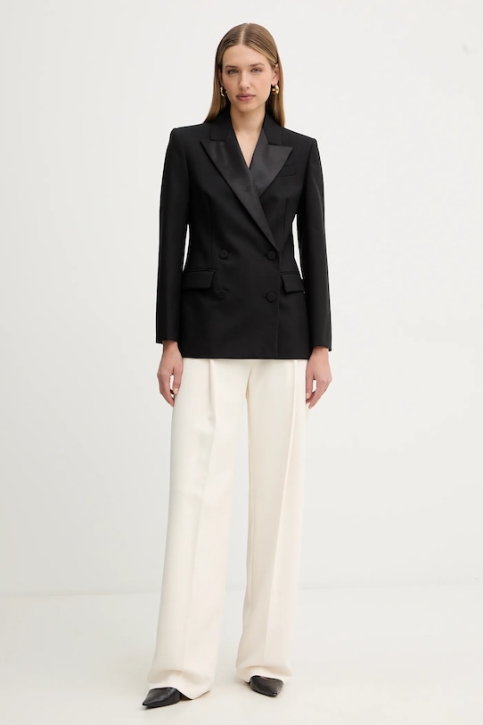 Weekend Max Mara marynarka wełniana BRIGIDA 2525046013600 czarny AW25