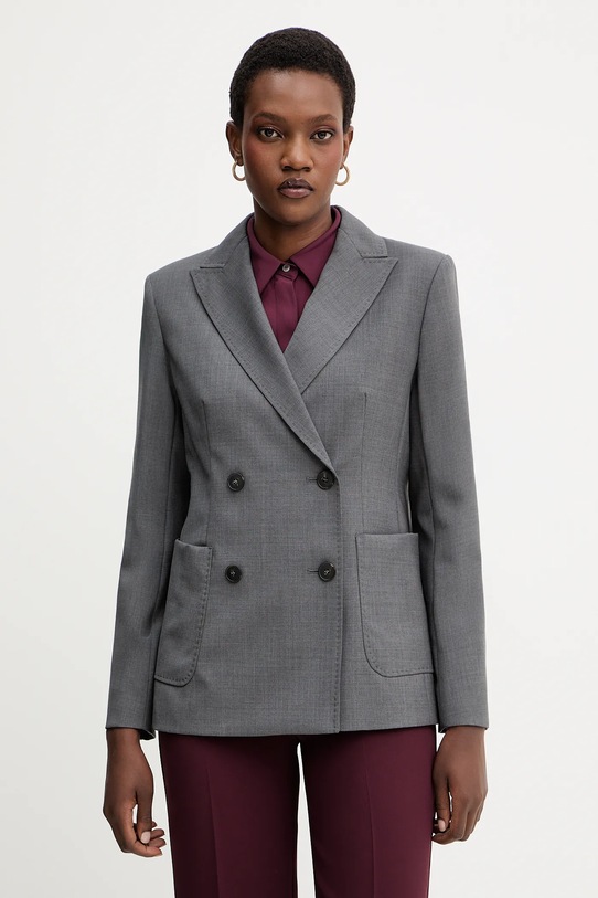 Weekend Max Mara marynarka wełniana ORNATI tkanina szary 2525046012600