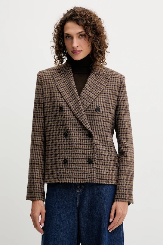 Bunda s prímesou vlny Weekend Max Mara GERUSIA dvojradové hnedá 2525046032600