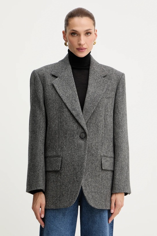 Weekend Max Mara marynarka wełniana TRONTO tkanina szary 2525046042600