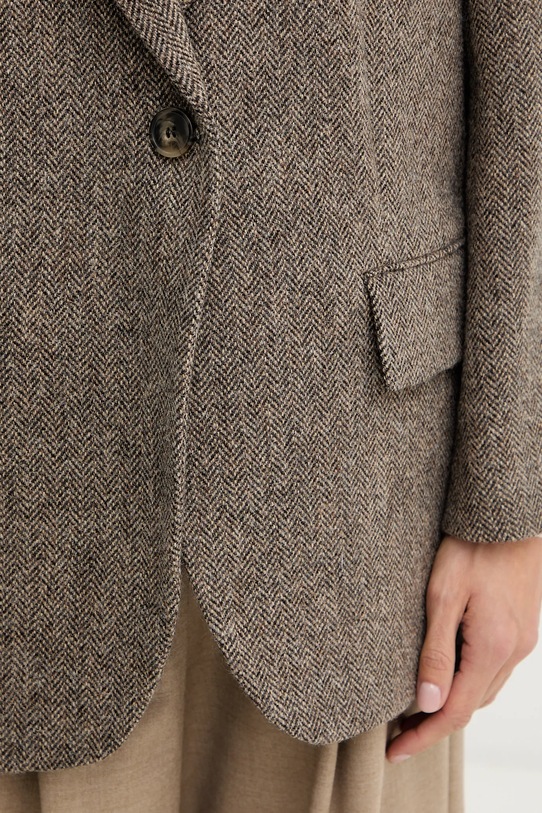 Weekend Max Mara marynarka wełniana TRONTO 2525046042600 brązowy