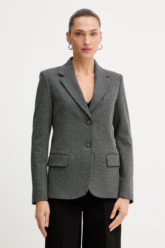 Weekend Max Mara marynarka z dodatkiem wełny DILLY drobny wzór szary 2525916022600