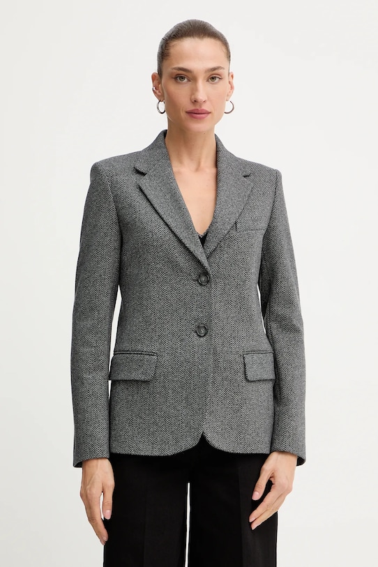 Weekend Max Mara marynarka z dodatkiem wełny DILLY drobny wzór szary 2525916022600