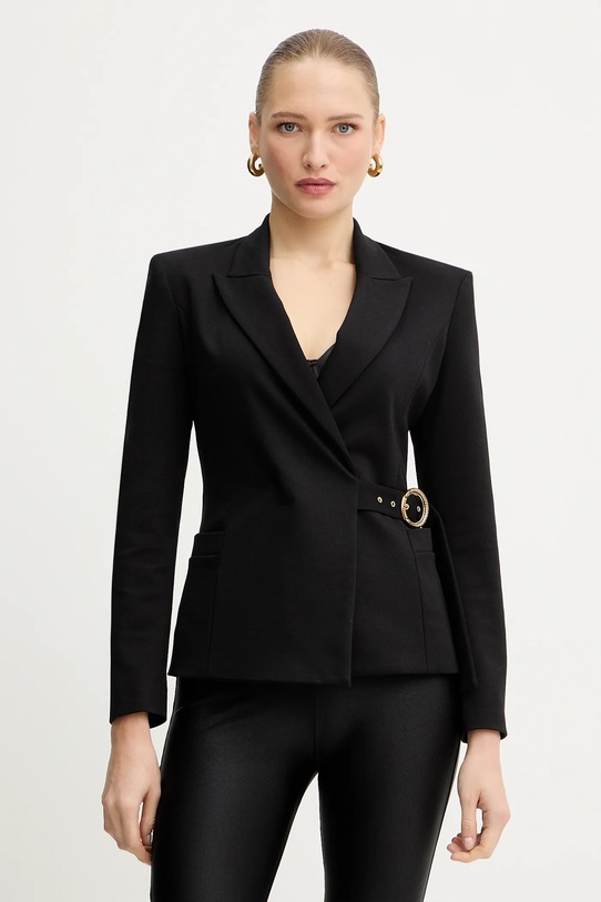Just Cavalli marynarka z dodatkiem wiskozy tkanina czarny 79PAQ705.J0092