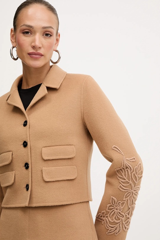 Μάλλινο σακάκι Ermanno Scervino 57TI011EY2 καφέ