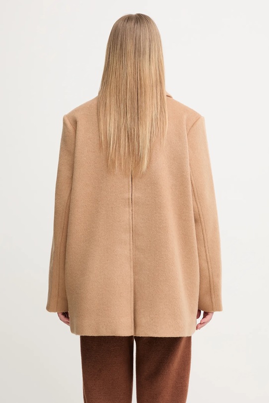 Abbigliamento GANNI cappotto con lana Double Faced Wool Doublebreatsed Blazer W0876 marrone