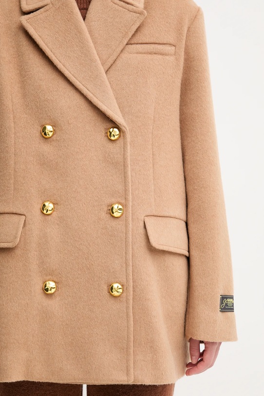 GANNI cappotto con lana Double Faced Wool Doublebreatsed Blazer W0876 marrone