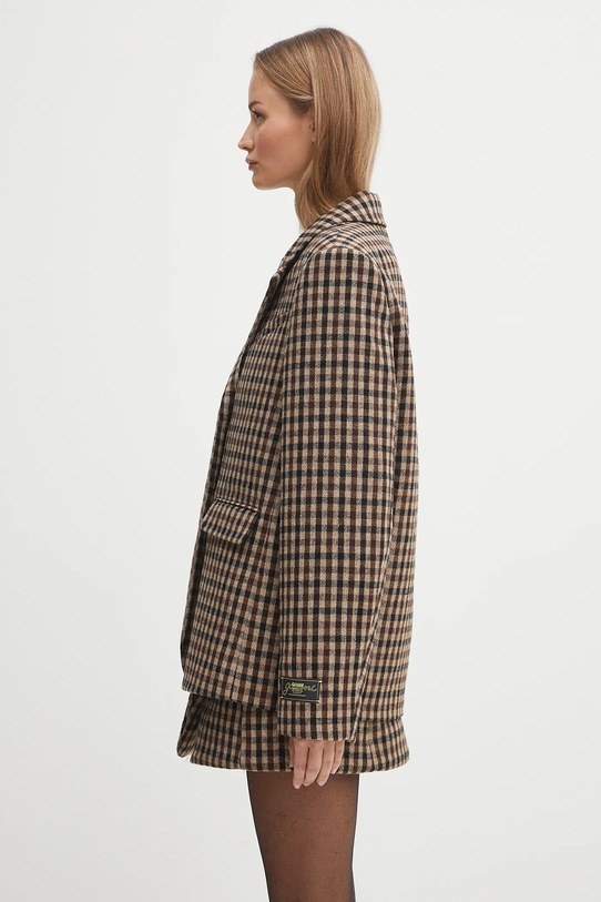 GANNI wool blend blazer Check Wool Mix Oversized Blazer W0426 brown AW25