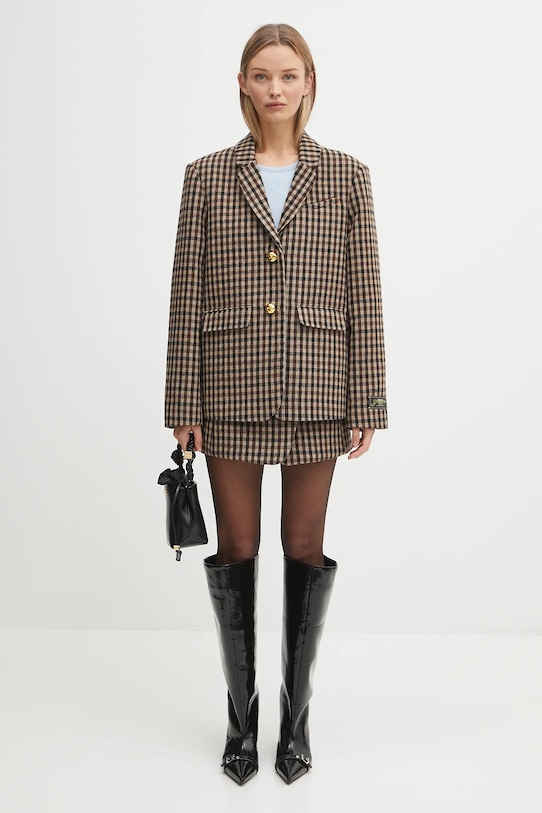 GANNI wool blend blazer Check Wool Mix Oversized Blazer W0426