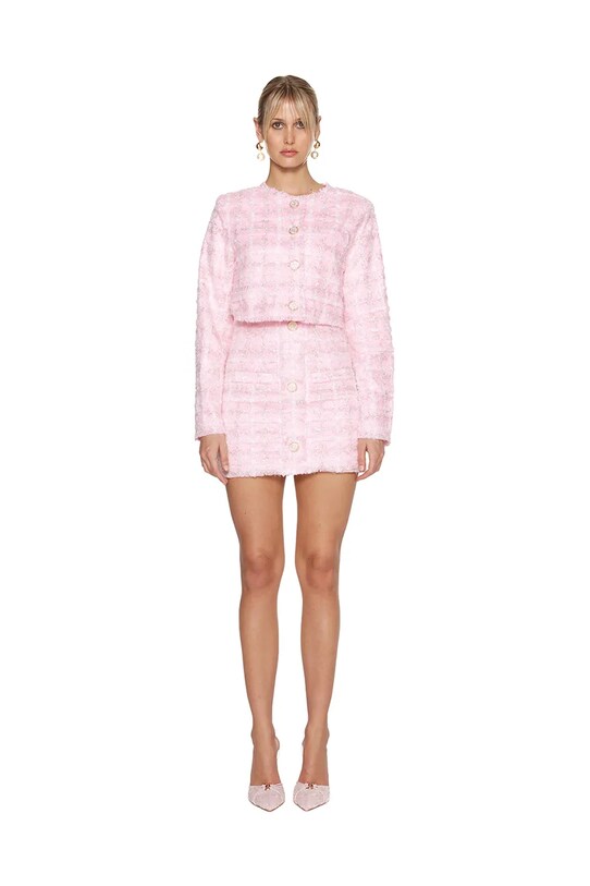 GOD SAVE QUEENS marynarka HIGH PRIORITY TWEED JACKET bez podszewki różowy GSQ.151.391