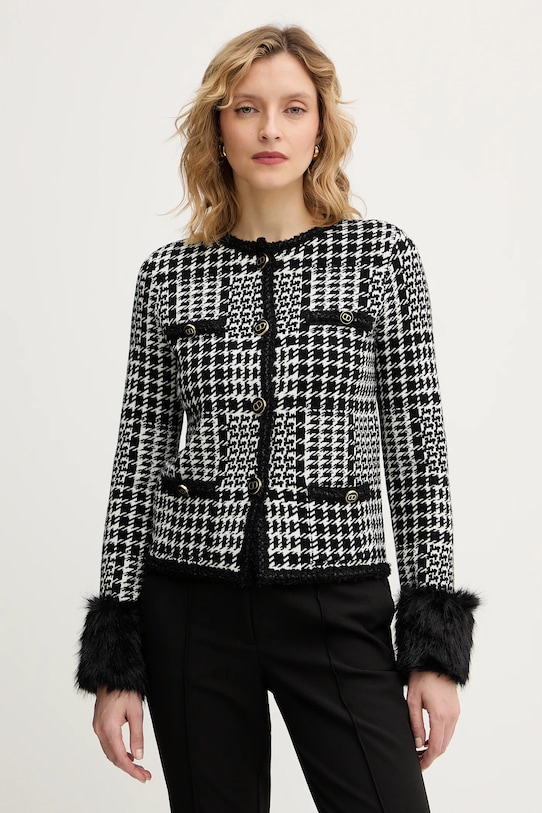 Twinset marynarka z dodatkiem wełny bez podszewki biały 252TT3040