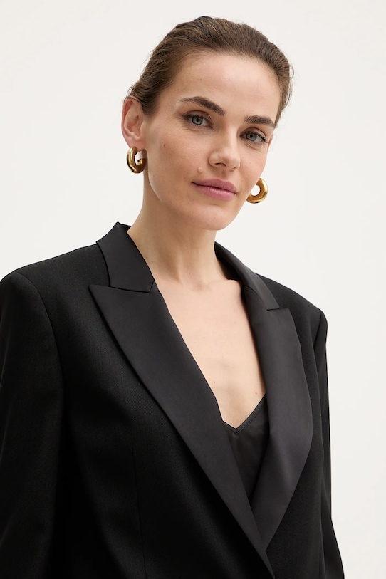 Σακάκι με προσθήκη μάλλινου υφάσματος Twinset μαύρο 252TT2121