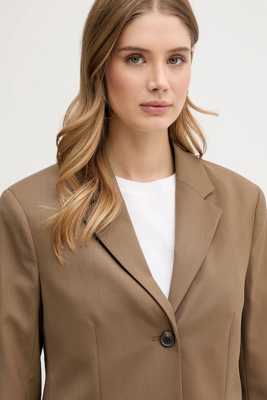 Tommy Hilfiger marynarka z dodatkiem wełny brązowy WW0WW46662