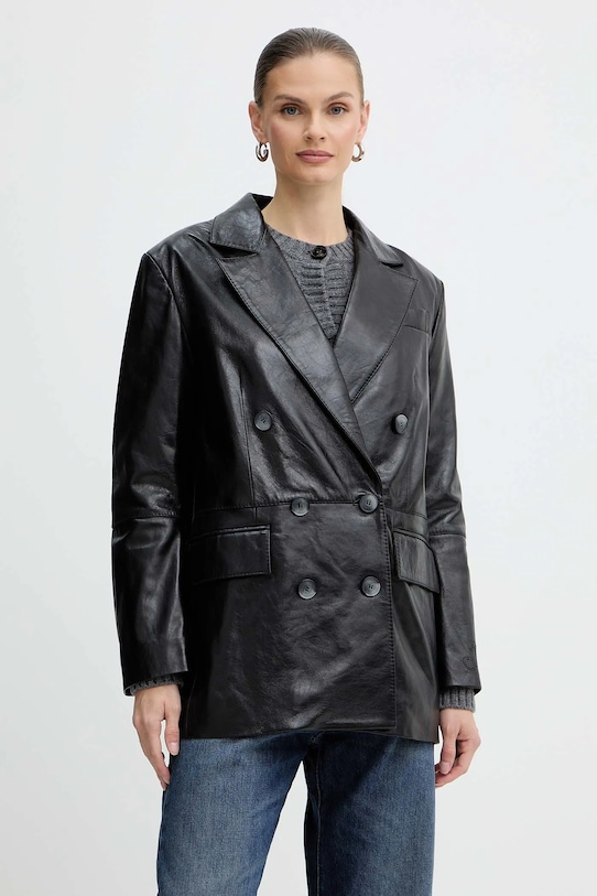 MAX&Co. marynarka skórzana skóra naturalna czarny 2526446053200