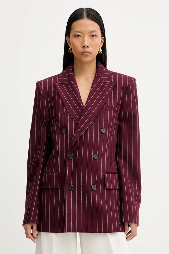 Bunda s prímesou vlny MAX&Co. potlač burgundské 2528046042200