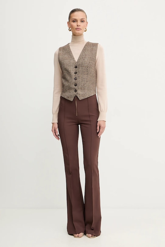 Γιλέκο με προσθήκη μαλλιού Luisa Spagnoli 542370 καφέ AW25