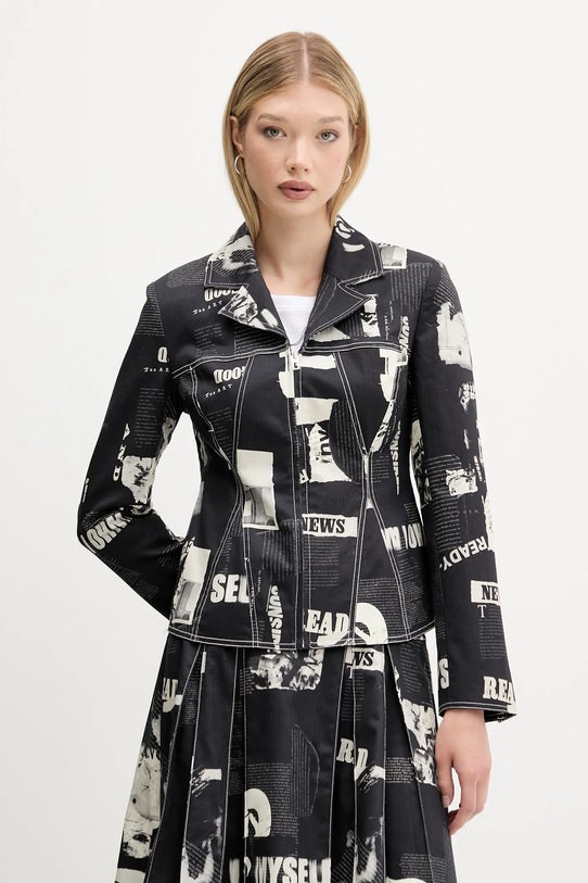 Desigual sacou NEWSPAPER BLAC cu captuseala negru 25WWEW20