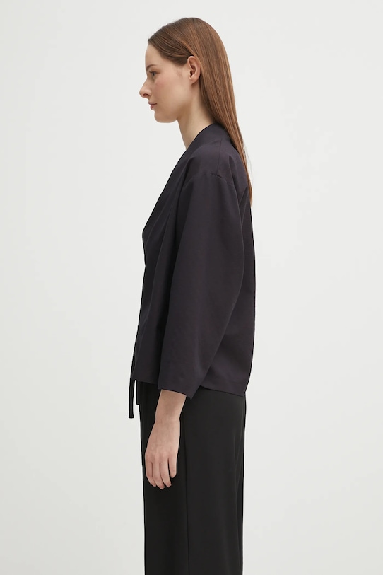 Μάλλινο σακάκι Kenzo Weave Kimono FF62VE0329ID σκούρο μπλε AW25