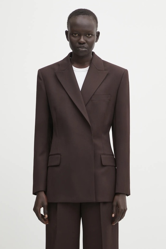 Anine Bing marynarka z dodatkiem wełny aretha z podszewką brązowy A.01.11319