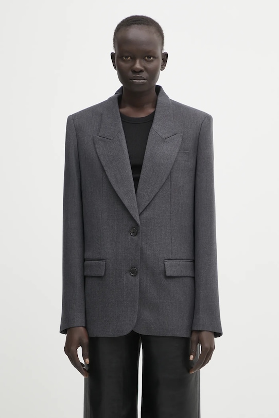 Anine Bing marynarka wełniana ross z podszewką szary A.01.11467