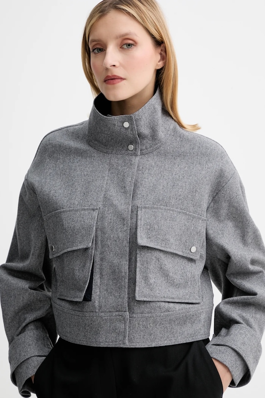 Μάλλινο μπουφάν BOSS γκρί 50548307