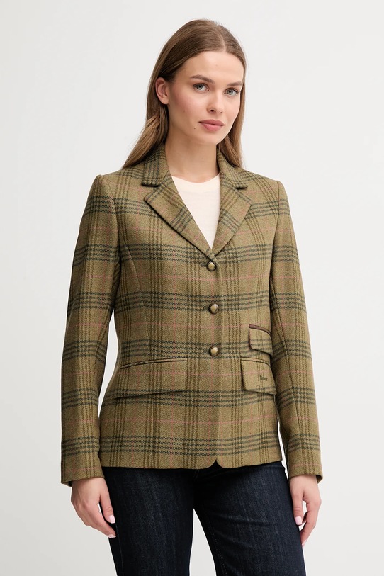 Barbour marynarka wełniana CARLBY tkanina zielony LTA0129