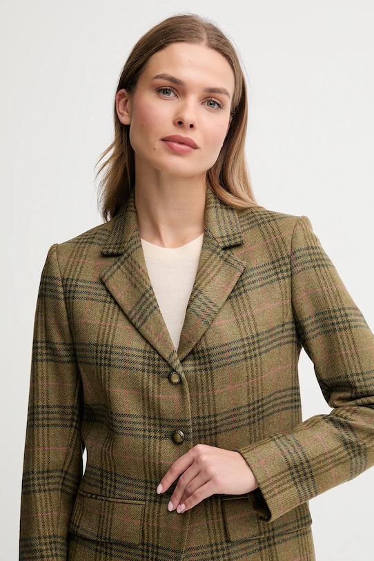 Barbour marynarka wełniana CARLBY zielony LTA0129