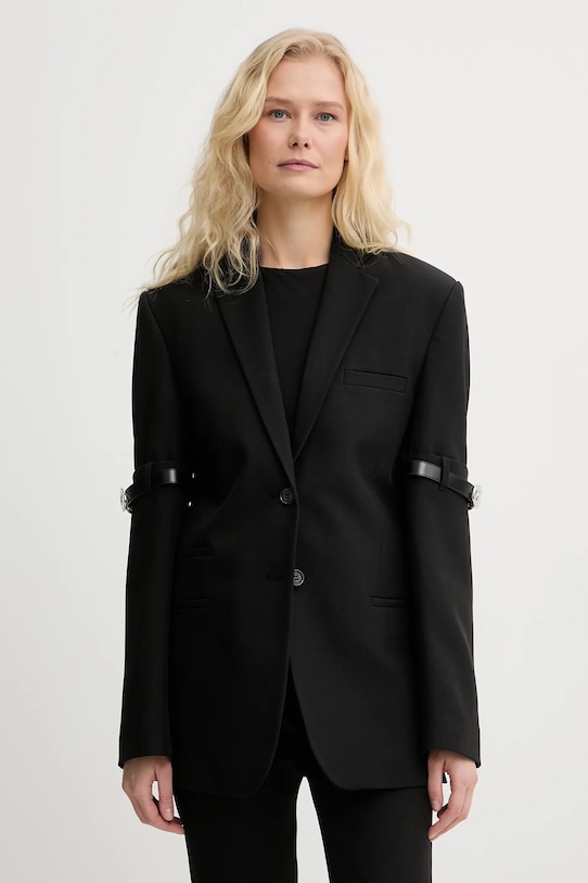 Coperni marynarka Logo Belted tkanina czarny COPV37F3004