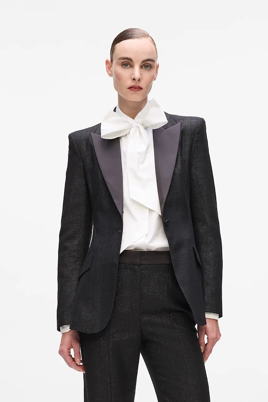 Karl Lagerfeld marynarka z dodatkiem wełny tkanina czarny A4W14039