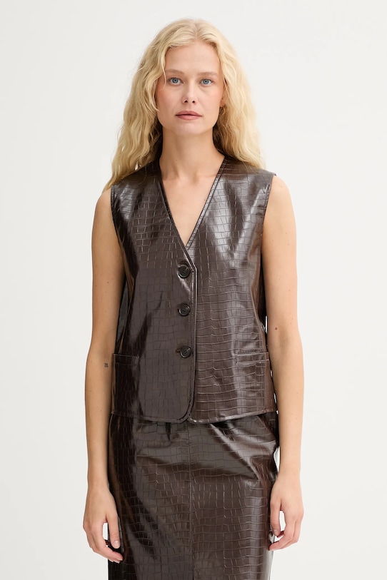 ISABELLE BLANCHE vestă cu captuseala maro IS25FW.C027.T006