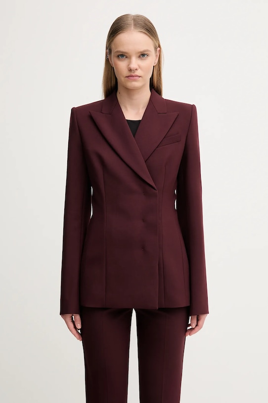 Sportmax marynarka z dodatkiem wełny COCCO z podszewką bordowy 2522046042600
