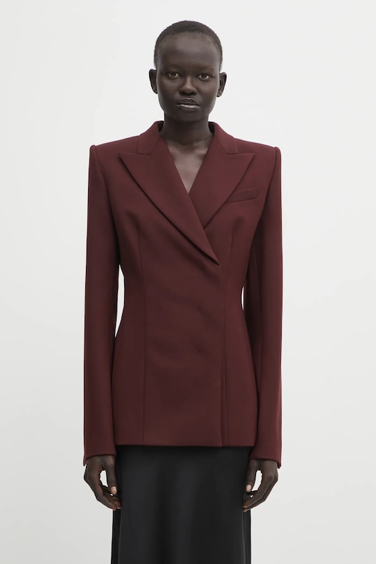 Sportmax marynarka z dodatkiem wełny COCCO z podszewką bordowy 2522046042600