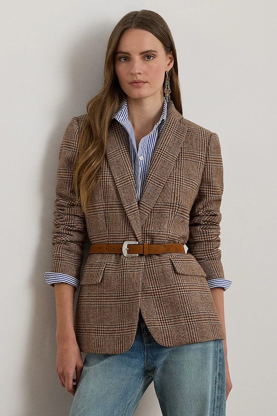 Lauren Ralph Lauren marynarka wełna brązowy 200979814