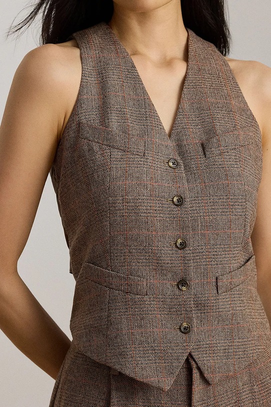 Odzież Lauren Ralph Lauren kamizelka z dodatkiem wełny 200P03548 brązowy