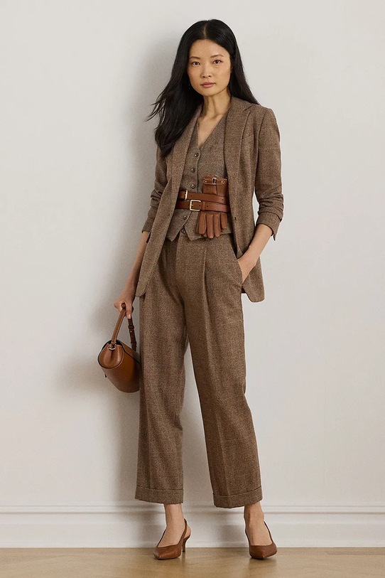 Lauren Ralph Lauren kamizelka z dodatkiem wełny brązowy 200P03548