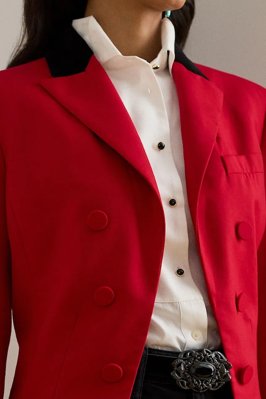 Lauren Ralph Lauren marynarka z dodatkiem wełny bordowy 200979974