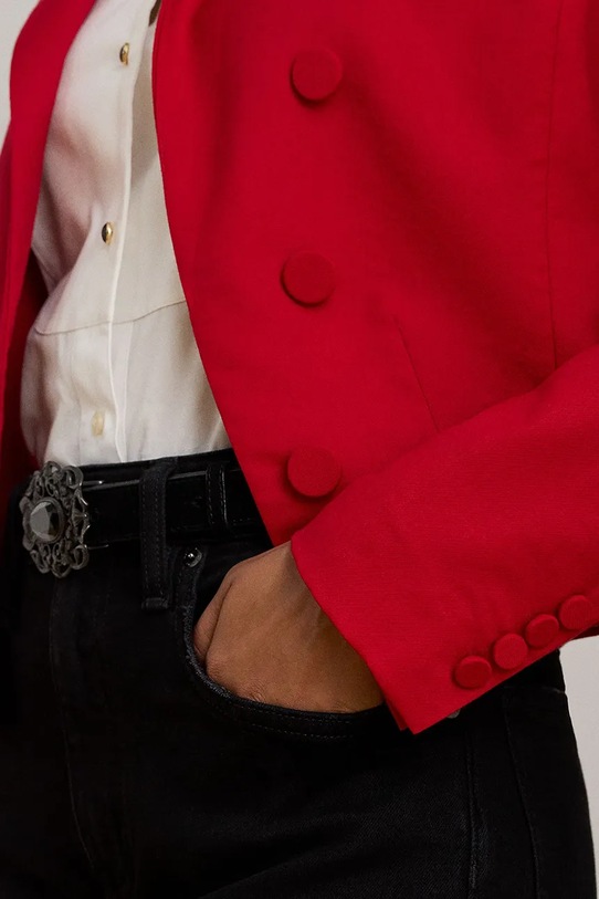 Lauren Ralph Lauren marynarka z dodatkiem wełny 200979974 bordowy